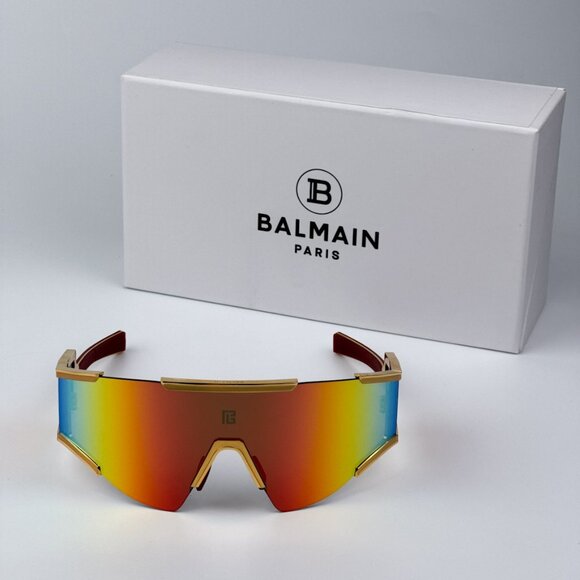 Balmain FLECHE BPS-138C-141 Men BRAND NEW Sunglasses Titanium Gold Red Mirror - Picture 1 of 14